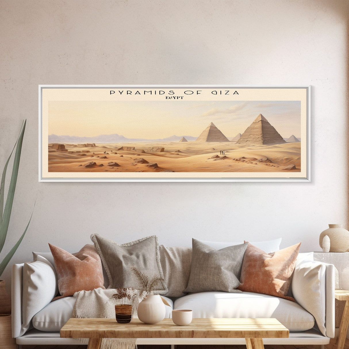 Pyramids of Giza Framed Canvas Print Travel Poster | Wall Art | Home Decor | Gift For Travel Lover | Wall Hanging | Original Art