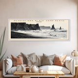 Reynisfjara Black Sand Beach Travel Poster Print, Framed Canvas Print, COUNTRY Travel Art, Wood Framed Art, Wall Hanging, Home Decor