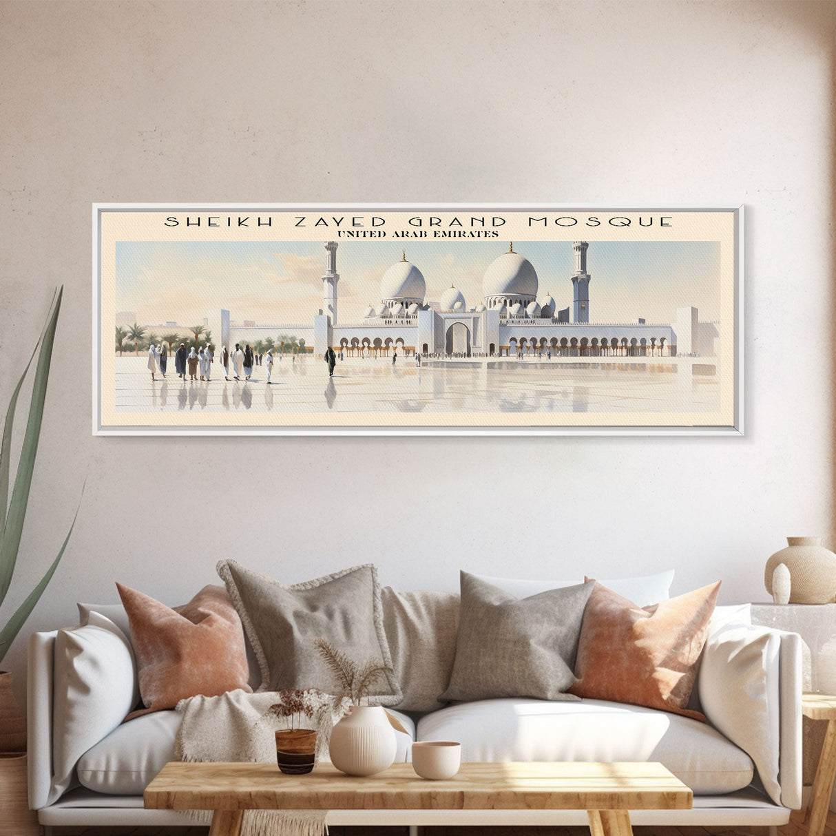 Sheikh Zayed Grand Mosque COUNTRY | Framed Travel Poster Canvas Print | Trendy Wall Art | Watercolor Painting | Living Room Art | Unique Art