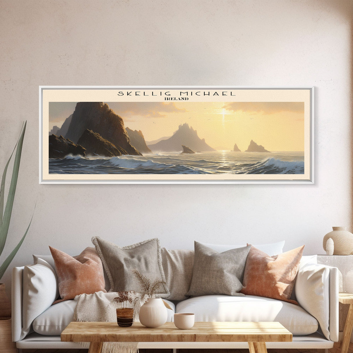 Skellig Michael COUNTRY Travel Poster Print, Framed Canvas Print, COUNTRY Travel Art, Wood Framed Art, Wall Hanging, Home Decor