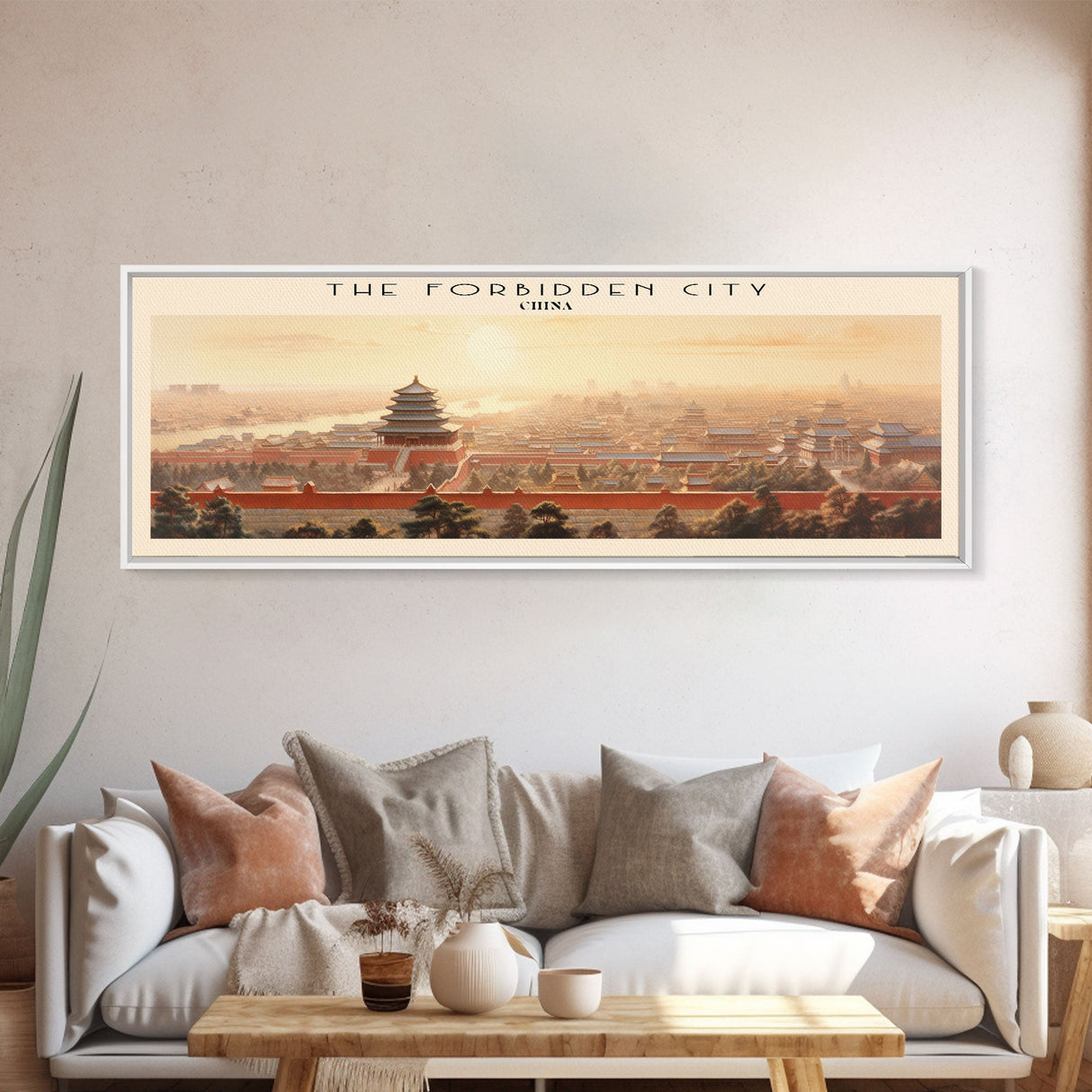 The Forbidden City Travel Poster Print, Framed Canvas Print, COUNTRY Travel Art, Wood Framed Art, Wall Hanging, Home Decor