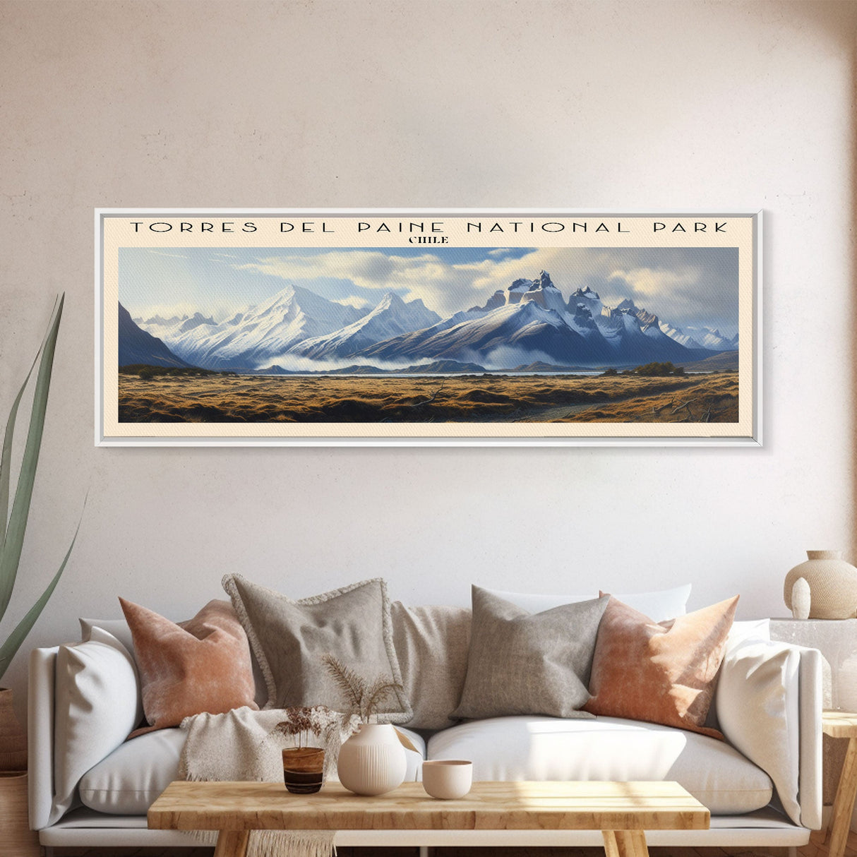 Torres del Paine National Park Travel Poster Print, Framed Canvas Print, COUNTRY Travel Art, Wood Framed Art, Wall Hanging, Home Decor