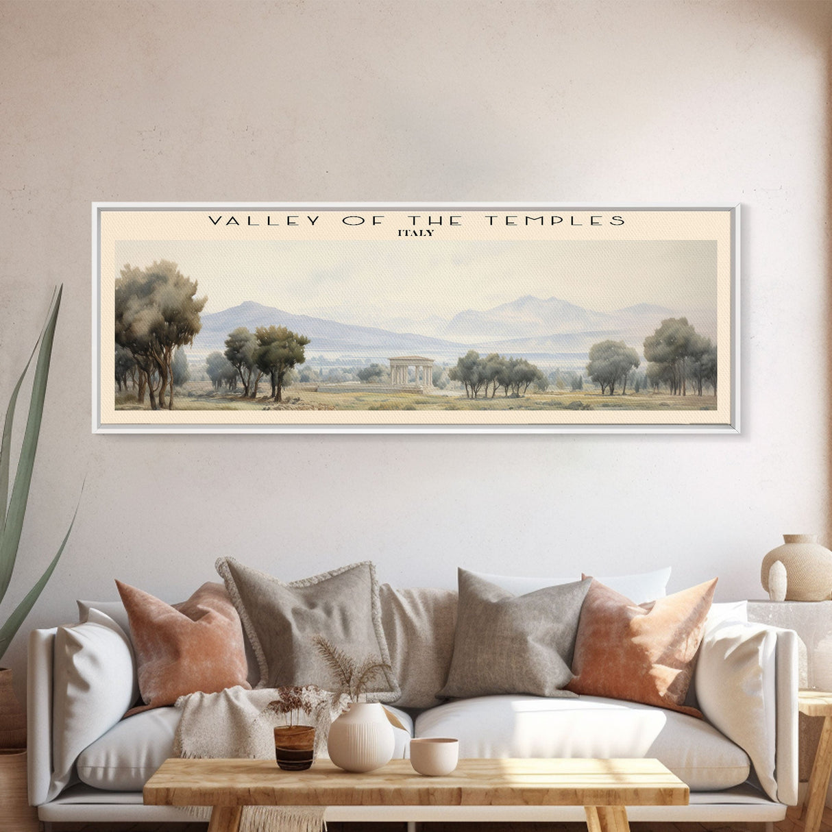 Valley of the Temples COUNTRY | Framed Travel Poster Canvas Print | Trendy Wall Art | Watercolor Painting | Living Room Art | Unique Art