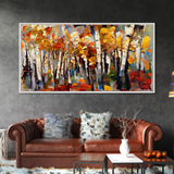 Large Birch Trees Canvas Print Boho Wall Decor Autumn Birch Forest Landscape Art Silver Birch Trees Wall Decor Abstract Wall Art Fall