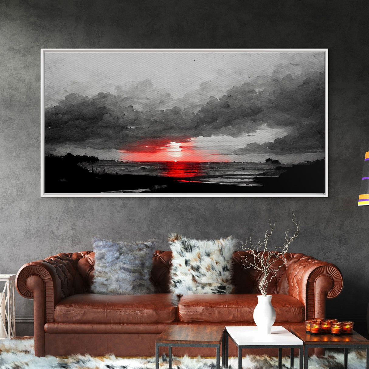 Creepy  Blood moon canvas print, dark fantasy art, black and white art, Halloween, spooky art, horror landscape art