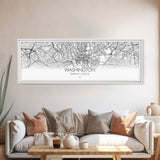 Panoramic Washington City Map, District Of Columbia, Map Print, Minimalist Wall Art, Canvas Art, Housewarming Gift, Street Map, Closing Gift