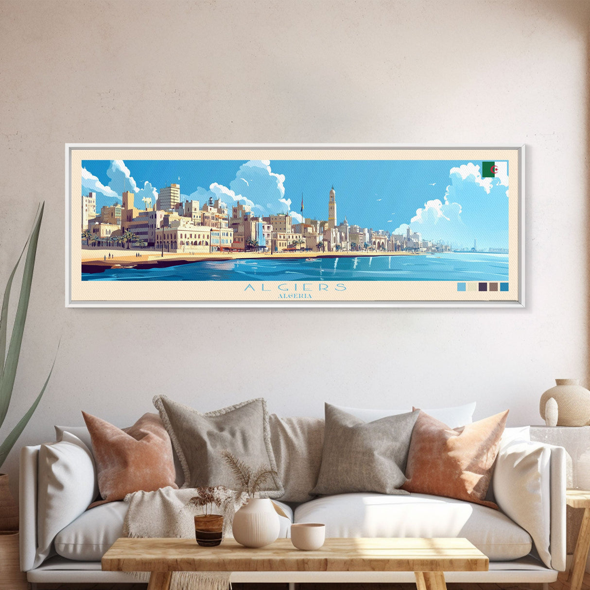 Panoramic Travel Poster al-Mansura, Egypt Canvas Print, al-Mansura, Egypt Painting, Egypt Art, al-Mansura Travel Art, Guest Room Painting