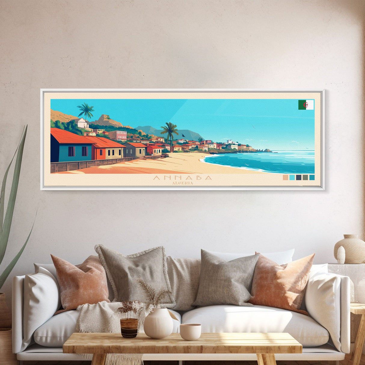 Annaba, Algeria Travel Poster Panoramic Canvas Print, Annaba, Algeria Painting, Algeria Art, Annaba Travel Art, Guest Room Painting