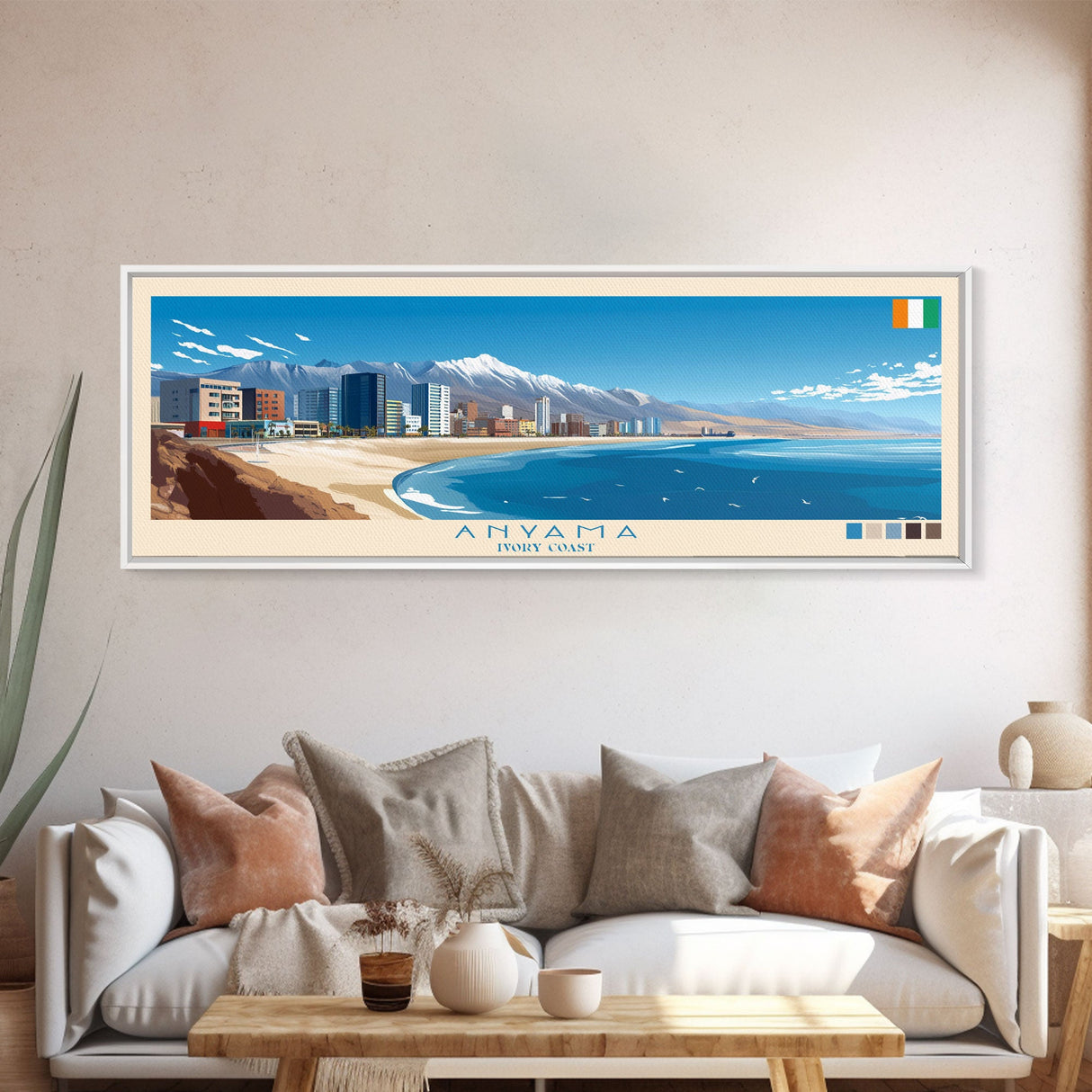 Panoramic Travel Poster Anyama, Ivory Coast Canvas Print, Anyama, Ivory Coast Painting, Ivory Coast Art, Anyama Travel Art, Guest Room Painting