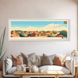 Panoramic Travel Poster Ashaiman, Ghana Canvas Print, Ashaiman, Ghana Painting, Ghana Art, Ashaiman Travel Art, Guest Room Painting