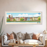 Ayr, Scotland Panoramic Travel Poster Canvas Print, Ayr, Scotland Painting, Scotland Art, Ayr Travel Art, Living Room Painting