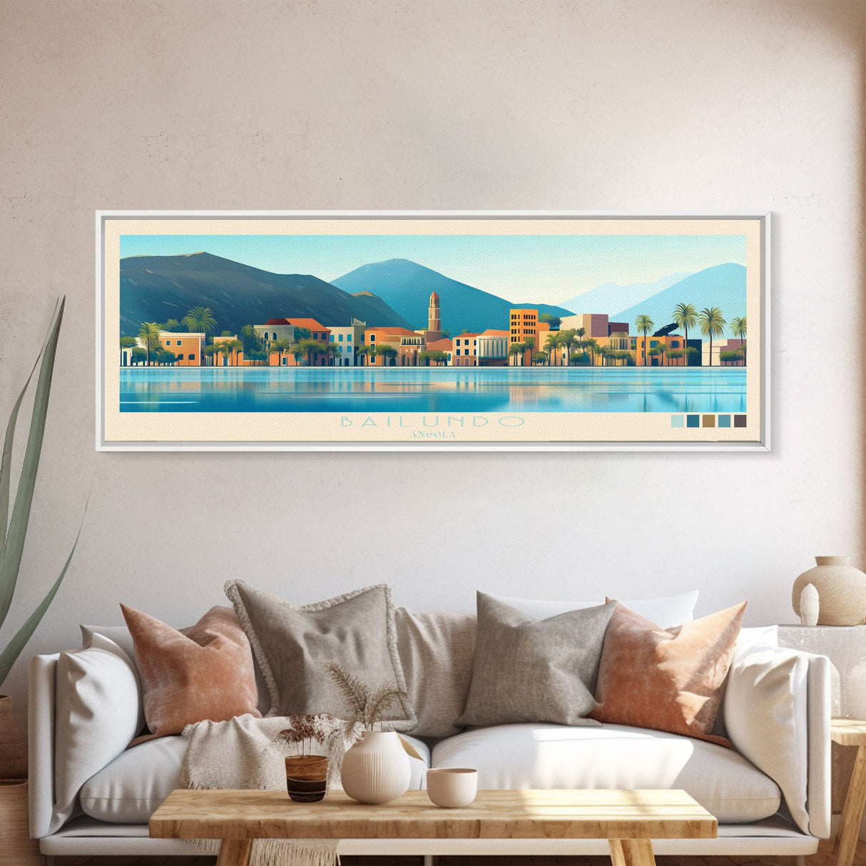 Bailundo, Angola Panoramic Travel Poster Canvas Print, Bailundo, Angola Painting, Angola Art, Bailundo Panoramic Travel Art, Travel Painting