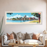 Barrie, Canada Panoramic Travel Poster Canvas Print, Barrie, Canada Painting, Canada Art, Barrie Panoramic Travel Art, Travel Painting