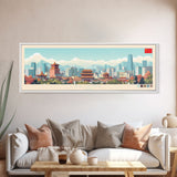 Beijing, China Panoramic Travel Poster Canvas Print, Beijing, China Painting, China Art, Beijing Travel Art, Guest Room Painting