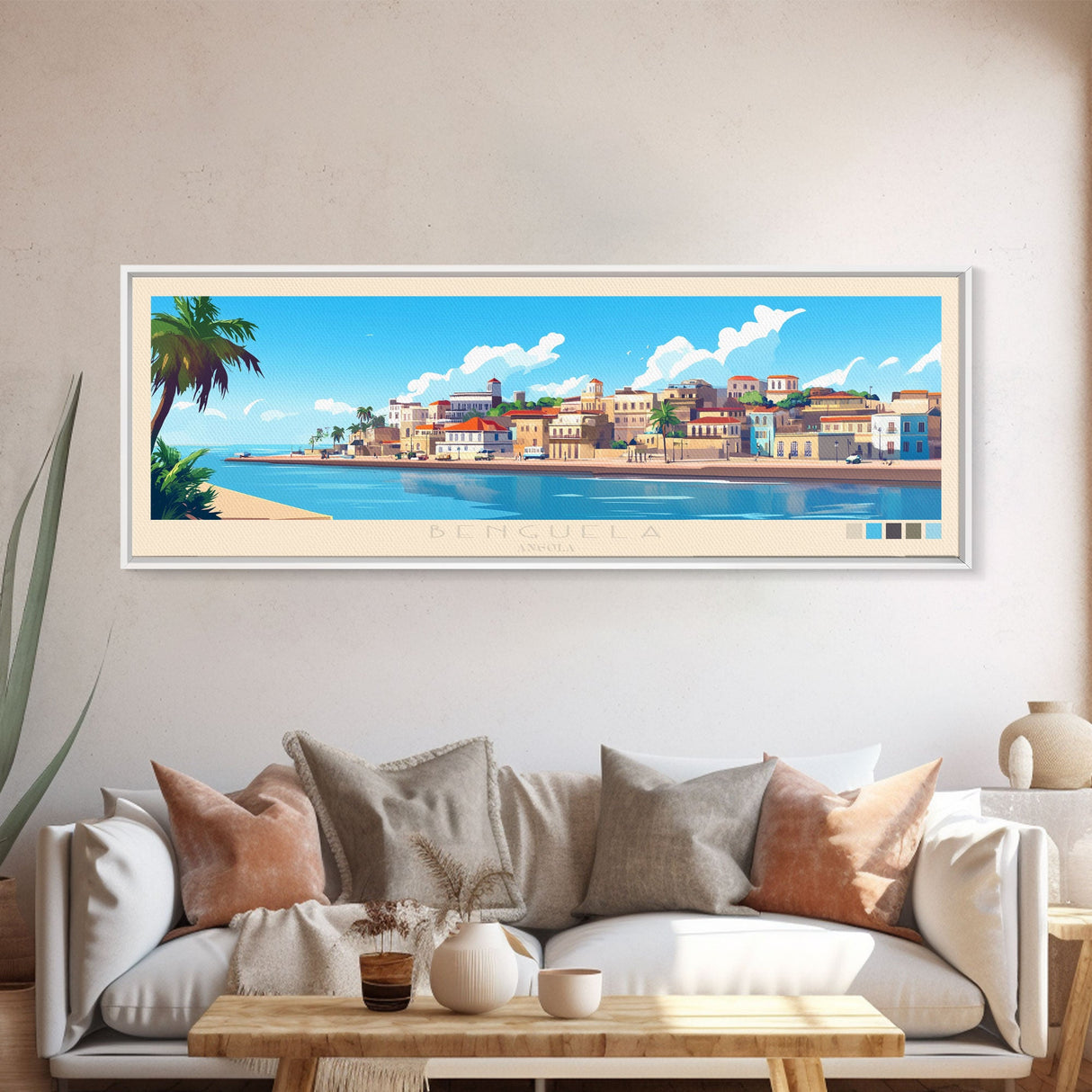 Benguela, Angola Panoramic Travel Poster Canvas Print, Benguela, Angola Painting, Angola Art, Benguela Panoramic Travel Art, Travel Painting