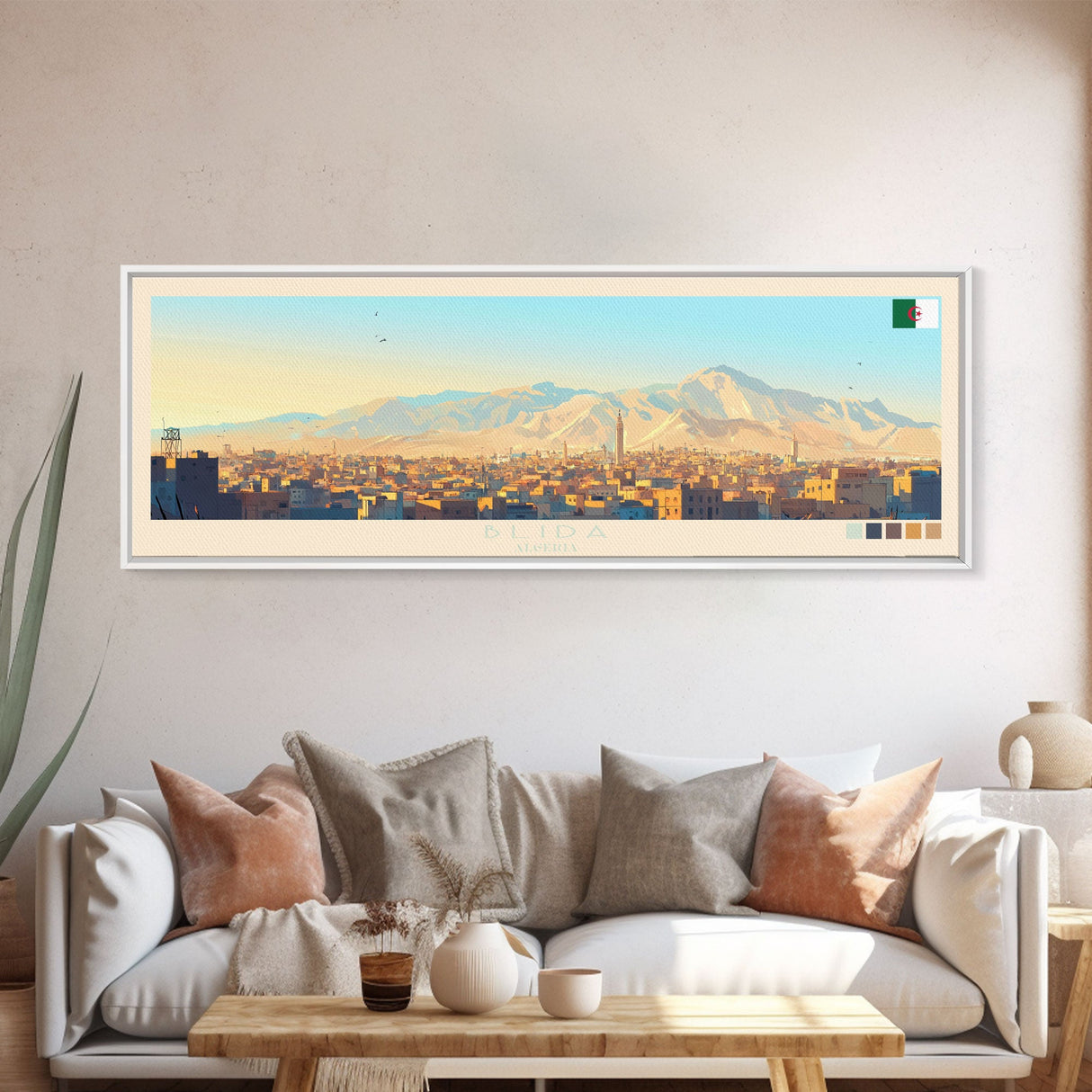 Panoramic Travel Poster Blida, Algeria Canvas Print, Blida, Algeria Painting, Algeria Art, Blida Travel Art, Guest Room Painting