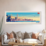 Panoramic Travel Poster Casablanca, Morocco Canvas Print, Casablanca, Morocco Painting, Morocco Art, Casablanca Travel Art, Guest Room Painting