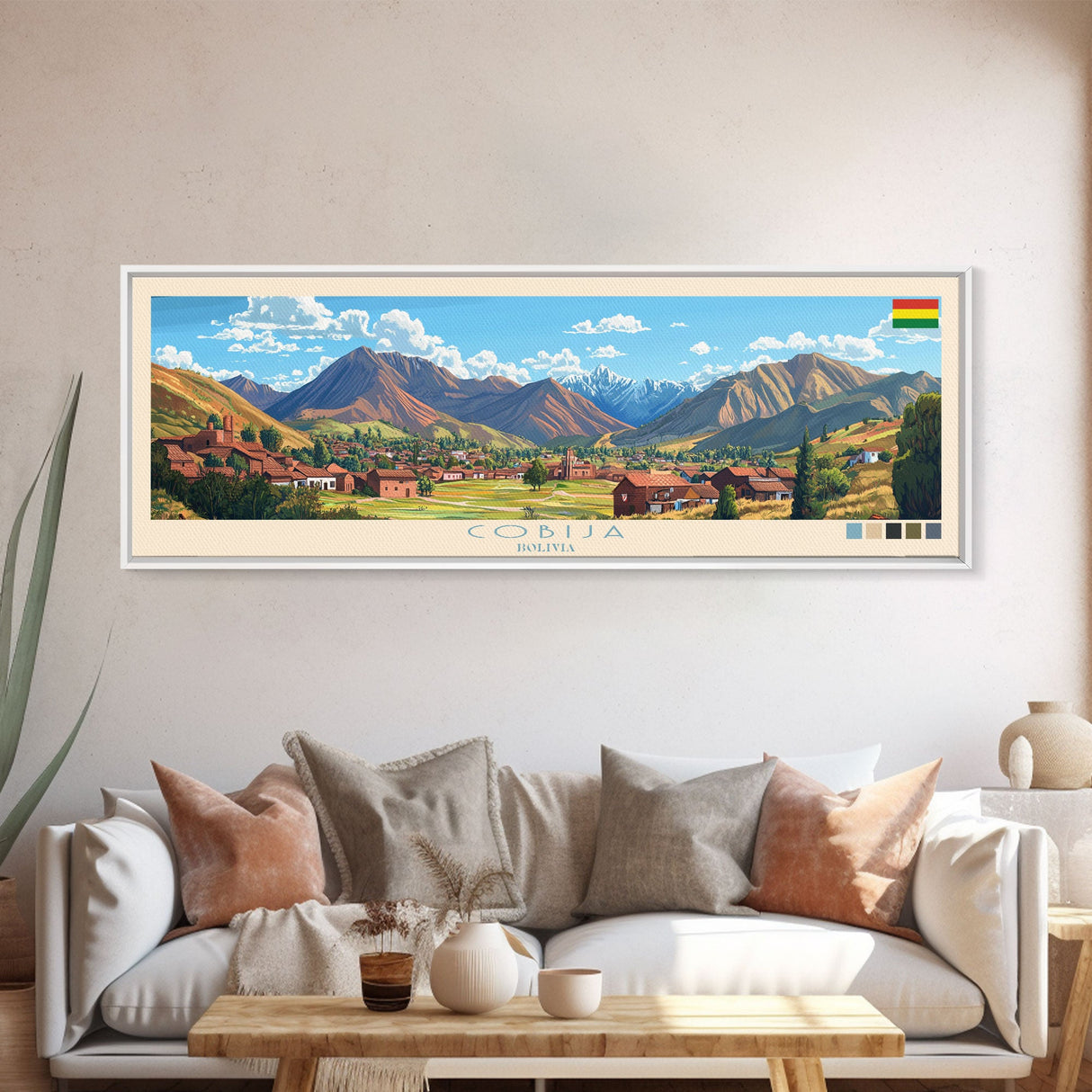 Cobija, Bolivia Panoramic Travel Poster Canvas Print, Cobija, Bolivia Painting, Bolivia Art, Cobija Travel Art, Guest Room Painting