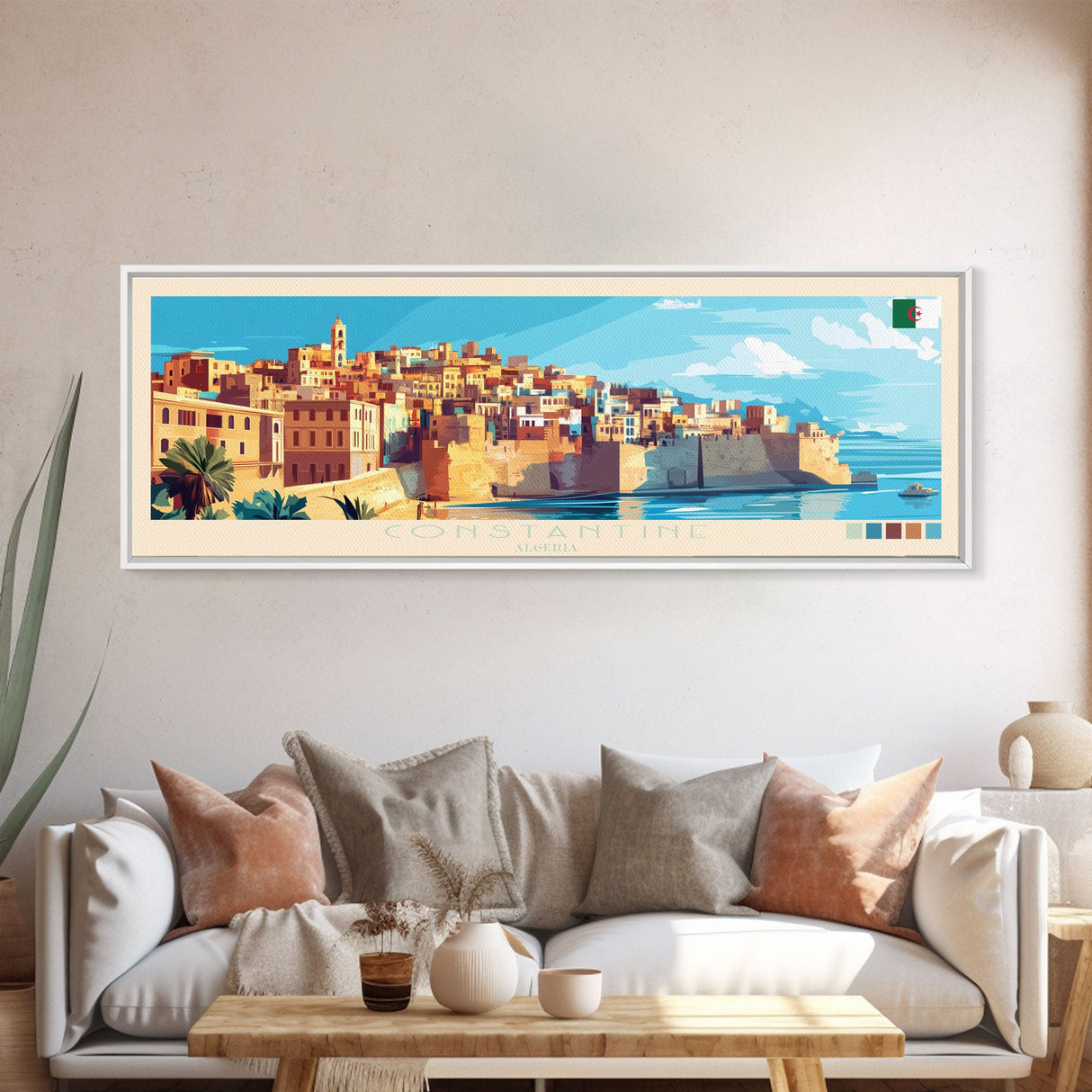 Constantine, Algeria Panoramic Travel Poster Canvas Print, Constantine, Algeria Painting, Algeria Art, Constantine Panoramic Travel Art, Travel Painting