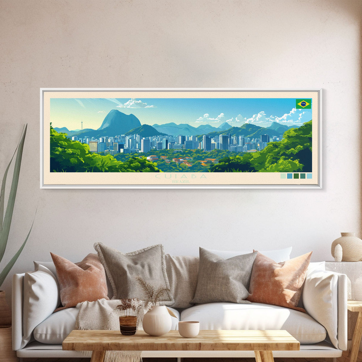 Panoramic Travel Poster Cuiaba, Brazil Canvas Print, Cuiaba, Brazil Painting, Brazil Art, Cuiaba Travel Art, Guest Room Painting