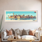 Damietta, Egypt Panoramic Travel Poster Canvas Print, Damietta, Egypt Painting, Egypt Art, Damietta Panoramic Travel Art, Travel Painting