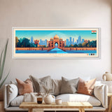 Delhi, India Travel Poster Panoramic Canvas Print, Delhi, India Painting, India Art, Delhi Travel Art, Guest Room Painting