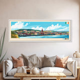 Panoramic Travel Poster Derry City, Ireland Canvas Print, Derry City, Ireland Painting, Ireland Art, Derry City Travel Art, Guest Room Painting