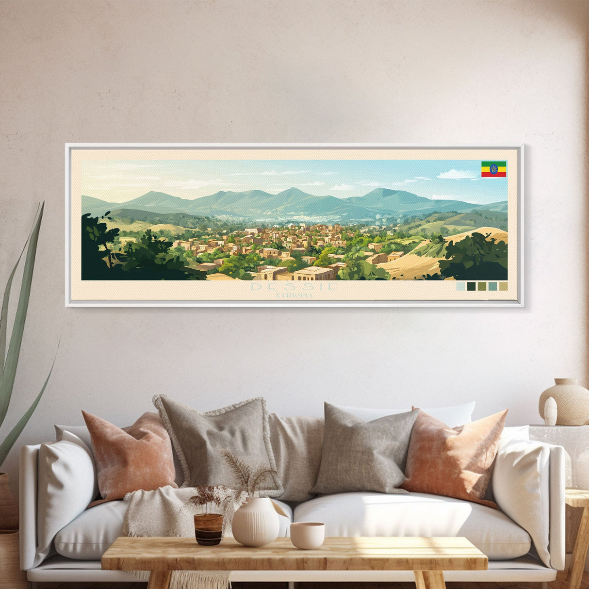 Dessie, Ethiopia Panoramic Travel Poster Canvas Print, Dessie, Ethiopia Painting, Ethiopia Art, Dessie Panoramic Travel Art, Travel Painting