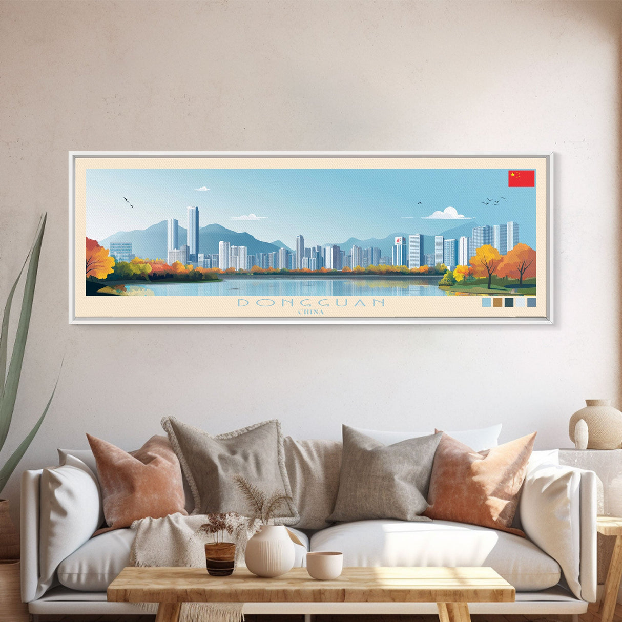 Panoramic Travel Poster Dongguan, China Canvas Print, Dongguan, China Painting, China Art, Dongguan Travel Art, Guest Room Painting