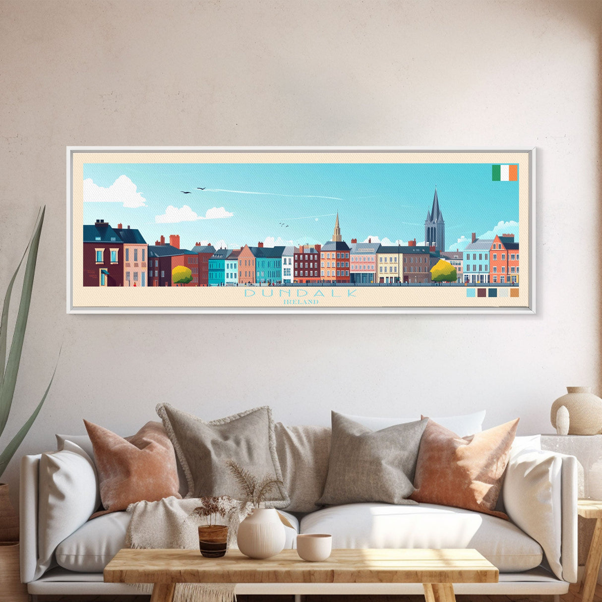 Dundalk, Ireland Travel Poster Panoramic Canvas Print, Dundalk, Ireland Painting, Ireland Art, Dundalk Travel Art, Guest Room Painting