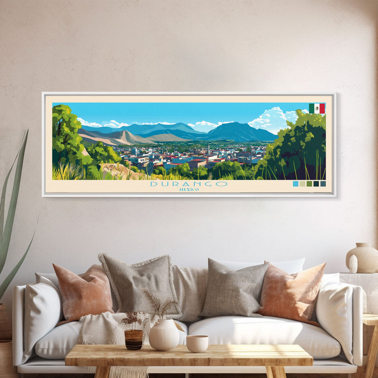 Durham, England Panoramic Travel Poster Canvas Print, Durham, England Painting, England Art, Durham Panoramic Travel Art, Travel Painting