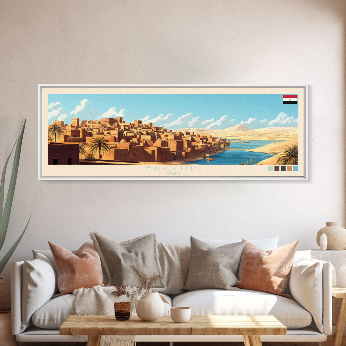 Fayyum, Egypt Panoramic Travel Poster Canvas Print, Fayyum, Egypt Painting, Egypt Art, Fayyum Travel Art, Guest Room Painting