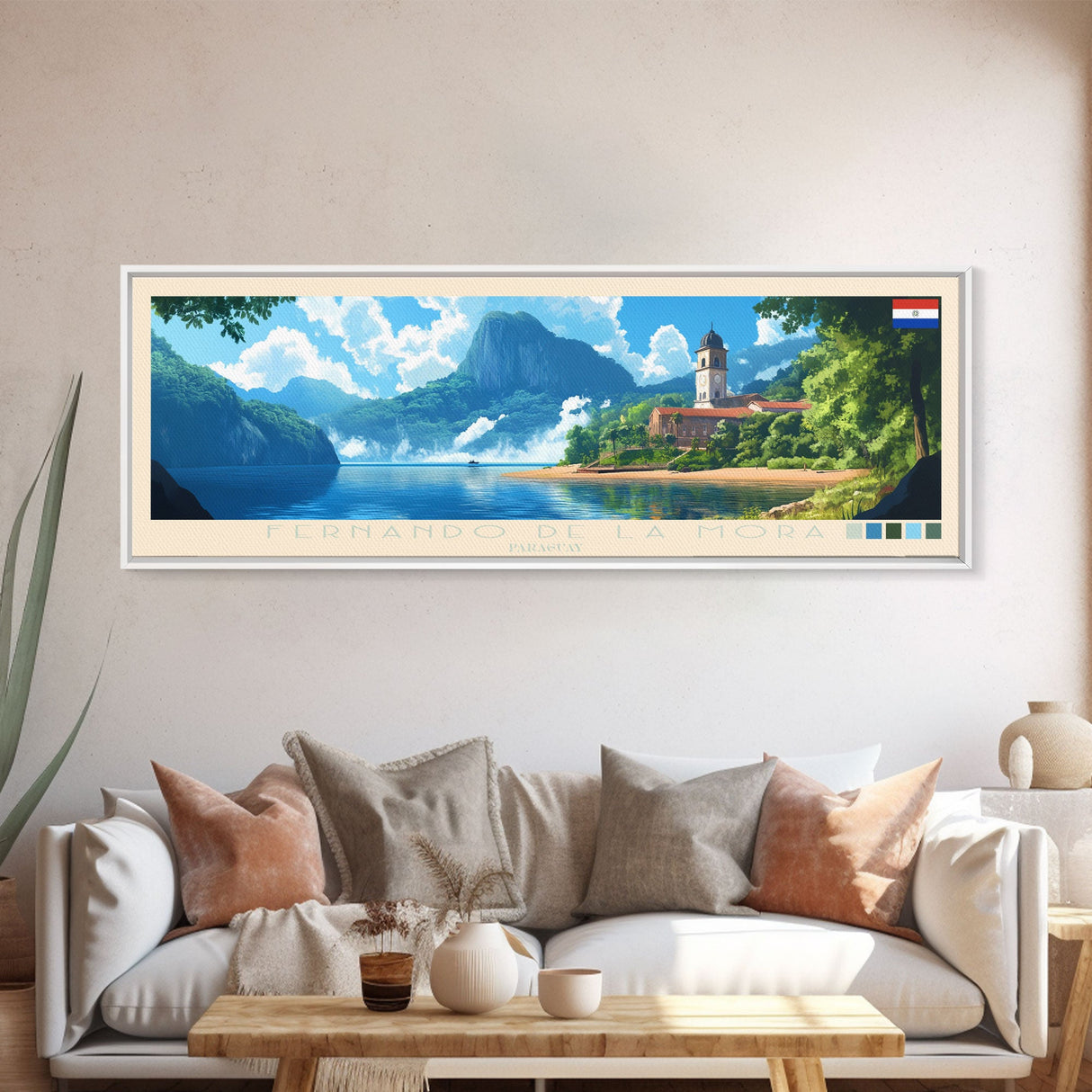 Fernando de la Mora, Paraguay Travel Poster Panoramic Canvas Print, Fernando de la Mora, Paraguay Painting, Paraguay Art, Fernando de la Mora Travel Art, Guest Room Painting