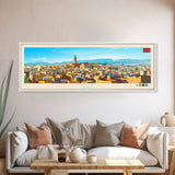 Fez, Morocco Travel Poster Panoramic Canvas Print, Fez, Morocco Painting, Morocco Art, Fez Travel Art, Guest Room Painting