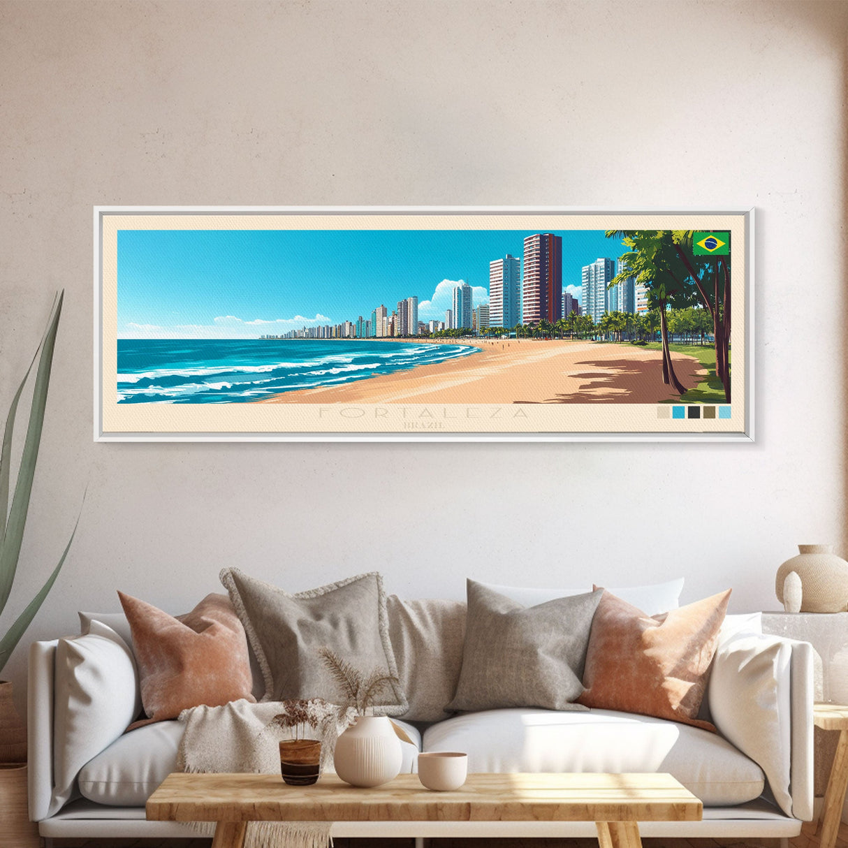 Panoramic Travel Poster Fortaleza, Brazil Canvas Print, Fortaleza, Brazil Painting, Brazil Art, Fortaleza Travel Art, Guest Room Painting