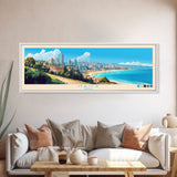 Haifa, Israel Panoramic Travel Poster Canvas Print, Haifa, Israel Painting, Israel Art, Haifa Travel Art, Guest Room Painting