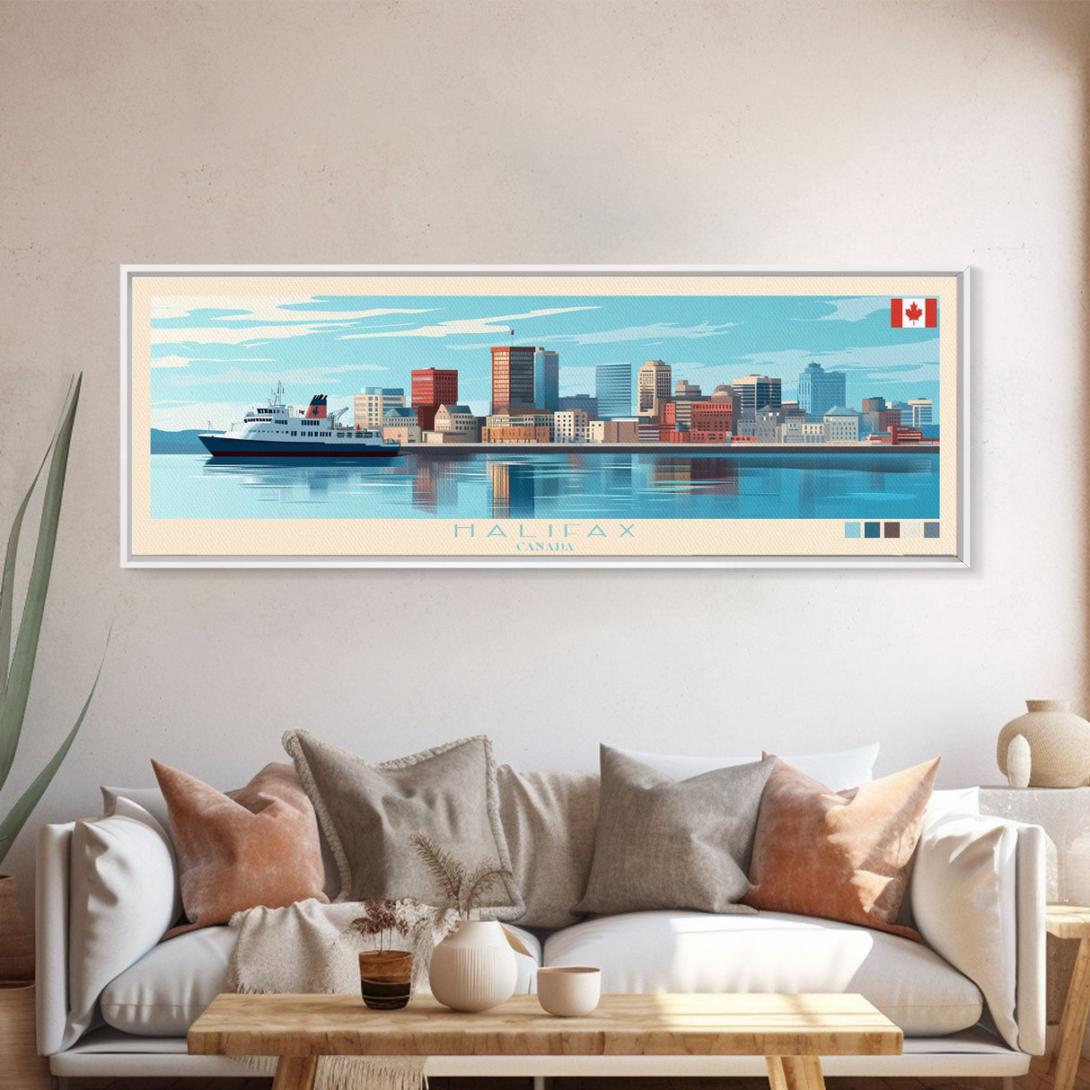 Panoramic Travel Poster Halifax, Canada Canvas Print, Halifax, Canada Painting, Canada Art, Halifax Travel Art, Guest Room Painting