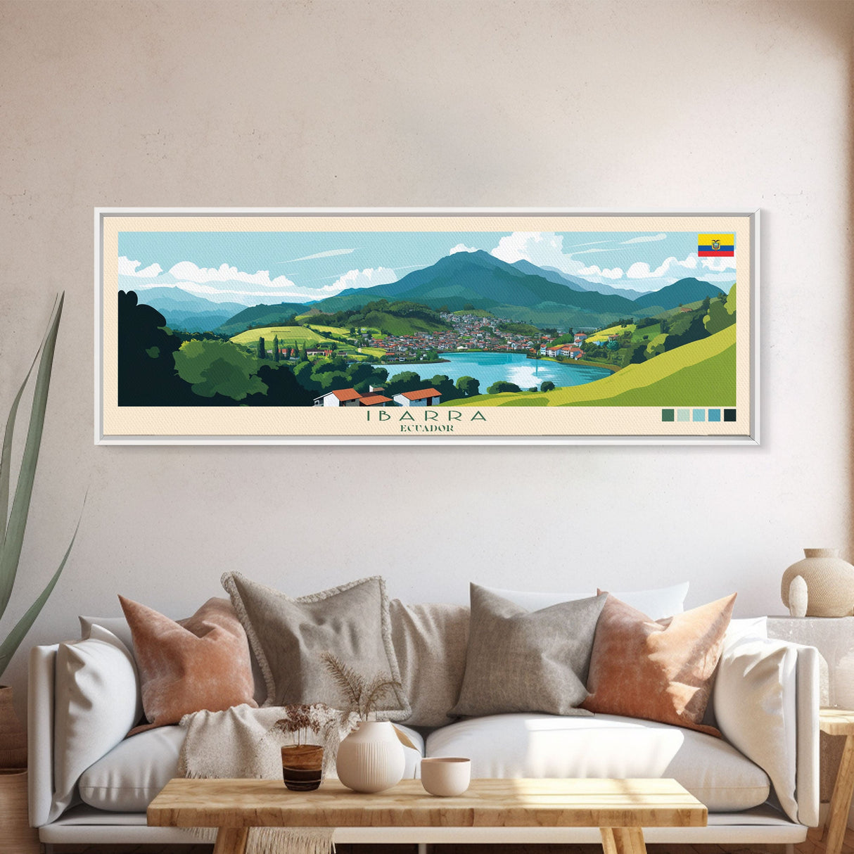 Ibarra, Ecuador Panoramic Travel Poster Canvas Print, Ibarra, Ecuador Painting, Ecuador Art, Ibarra Panoramic Travel Art, Travel Painting