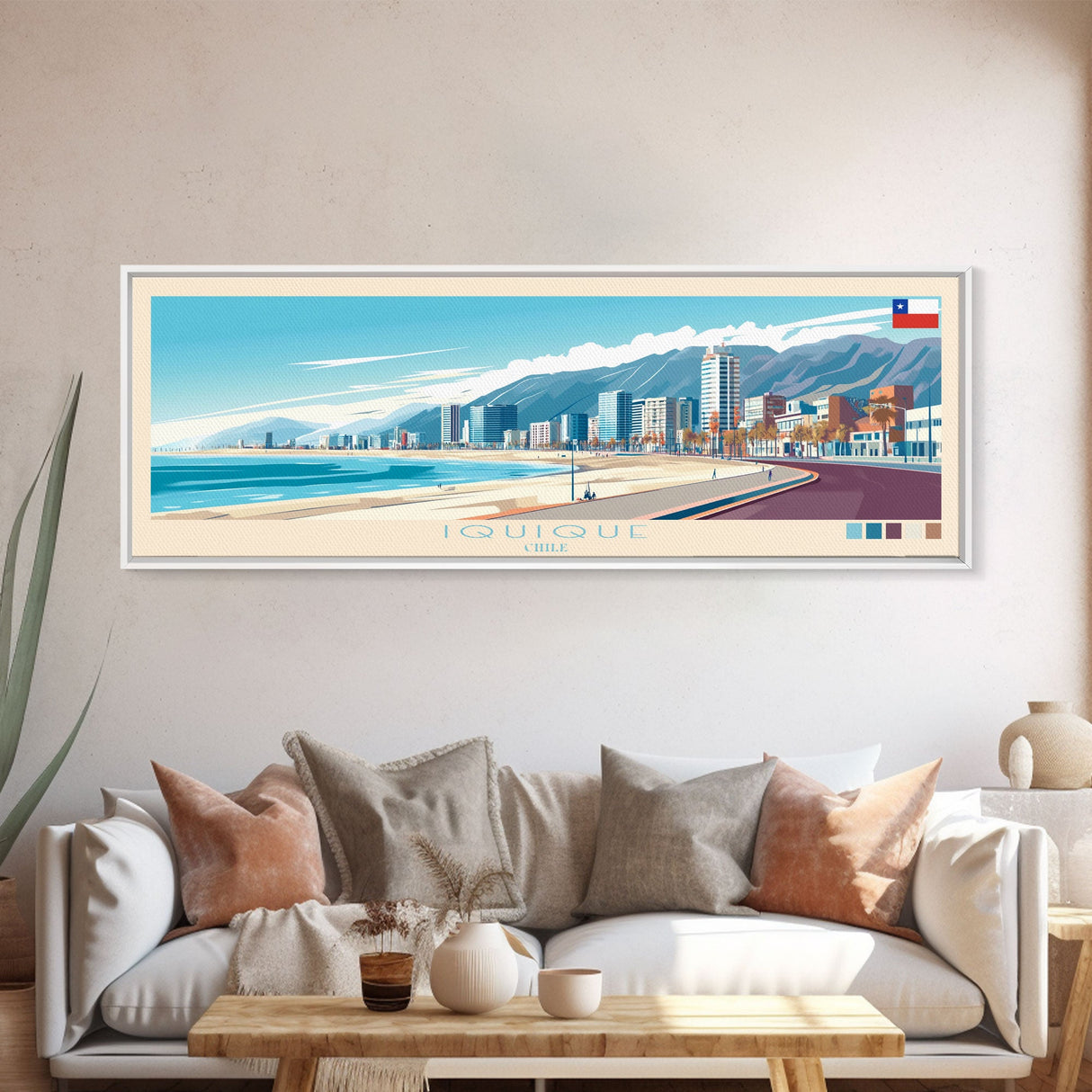 Iquique, Chile Travel Poster Panoramic Canvas Print, Iquique, Chile Painting, Chile Art, Iquique Travel Art, Guest Room Painting