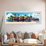 Iquitos, Peru Travel Poster Panoramic Canvas Print, Iquitos, Peru Painting, Peru Art, Iquitos Travel Art, Guest Room Painting