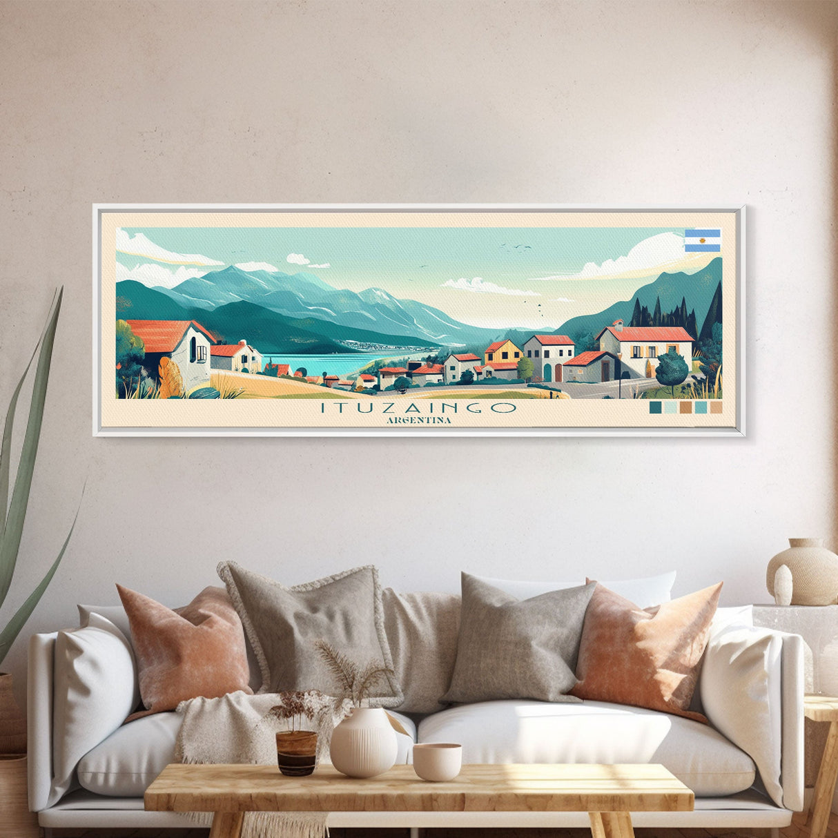 Ituzaingo, Argentina Panoramic Travel Poster Canvas Print, Ituzaingo, Argentina Painting, Argentina Art, Ituzaingo Panoramic Travel Art, Travel Painting