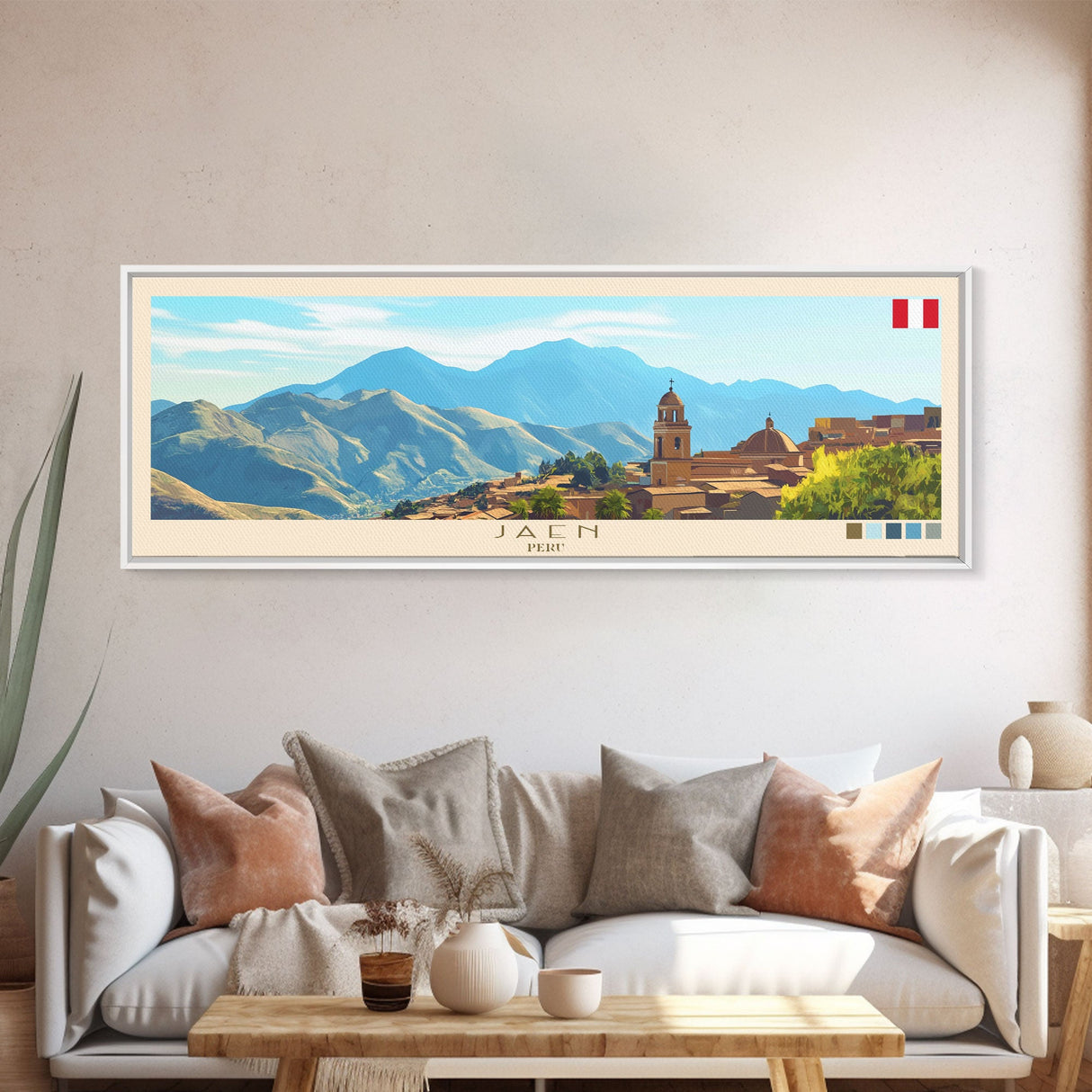 Jakarta, Indonesia Travel Poster Panoramic Canvas Print, Jakarta, Indonesia Painting, Indonesia Art, Jakarta Travel Art, Guest Room Painting