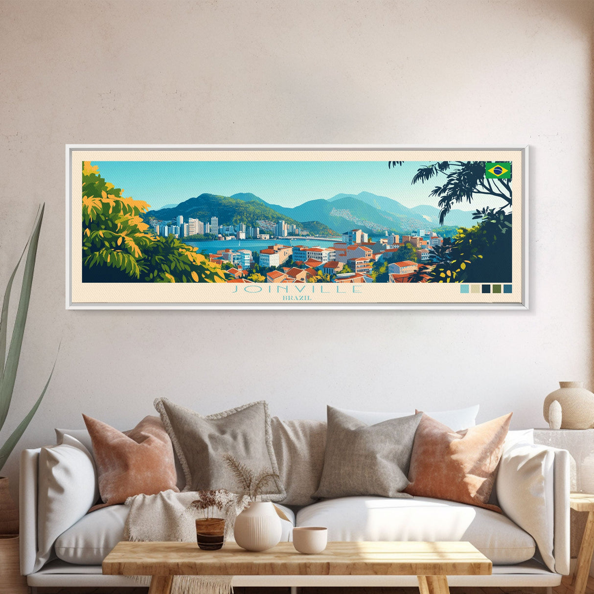 Joao Pessoa, Brazil Travel Poster Panoramic Canvas Print, Joao Pessoa, Brazil Painting, Brazil Art, Joao Pessoa Travel Art, Guest Room Painting