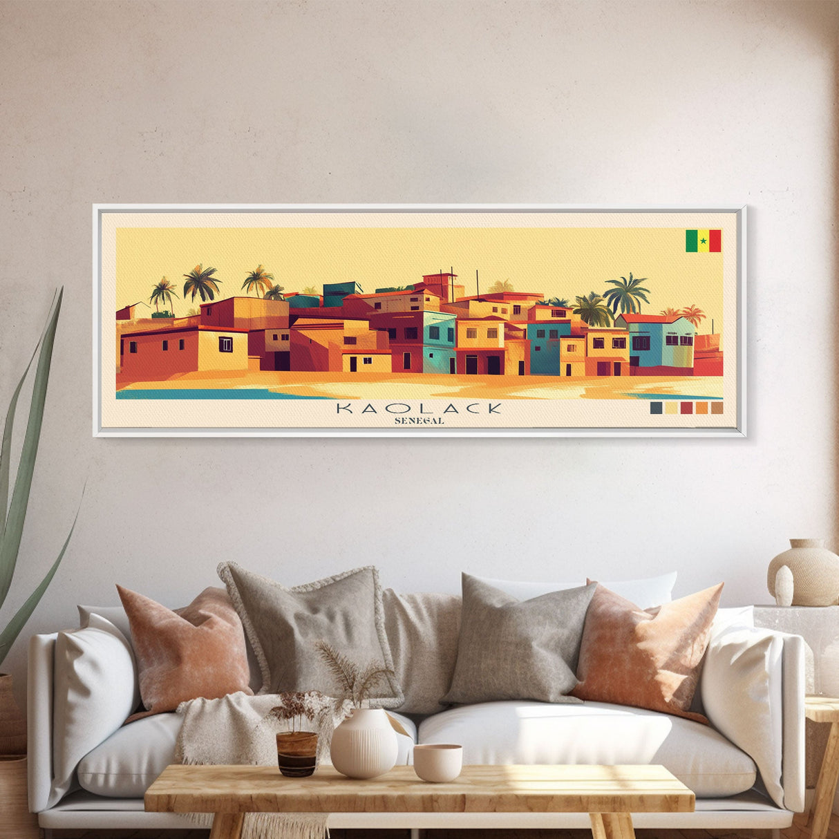 Panoramic Travel Poster Kaolack, Senegal Canvas Print, Kaolack, Senegal Painting, Senegal Art, Kaolack Travel Art, Guest Room Painting