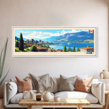 Kelowna, Canada Panoramic Travel Poster Canvas Print, Kelowna, Canada Painting, Canada Art, Kelowna Travel Art, Living Room Painting