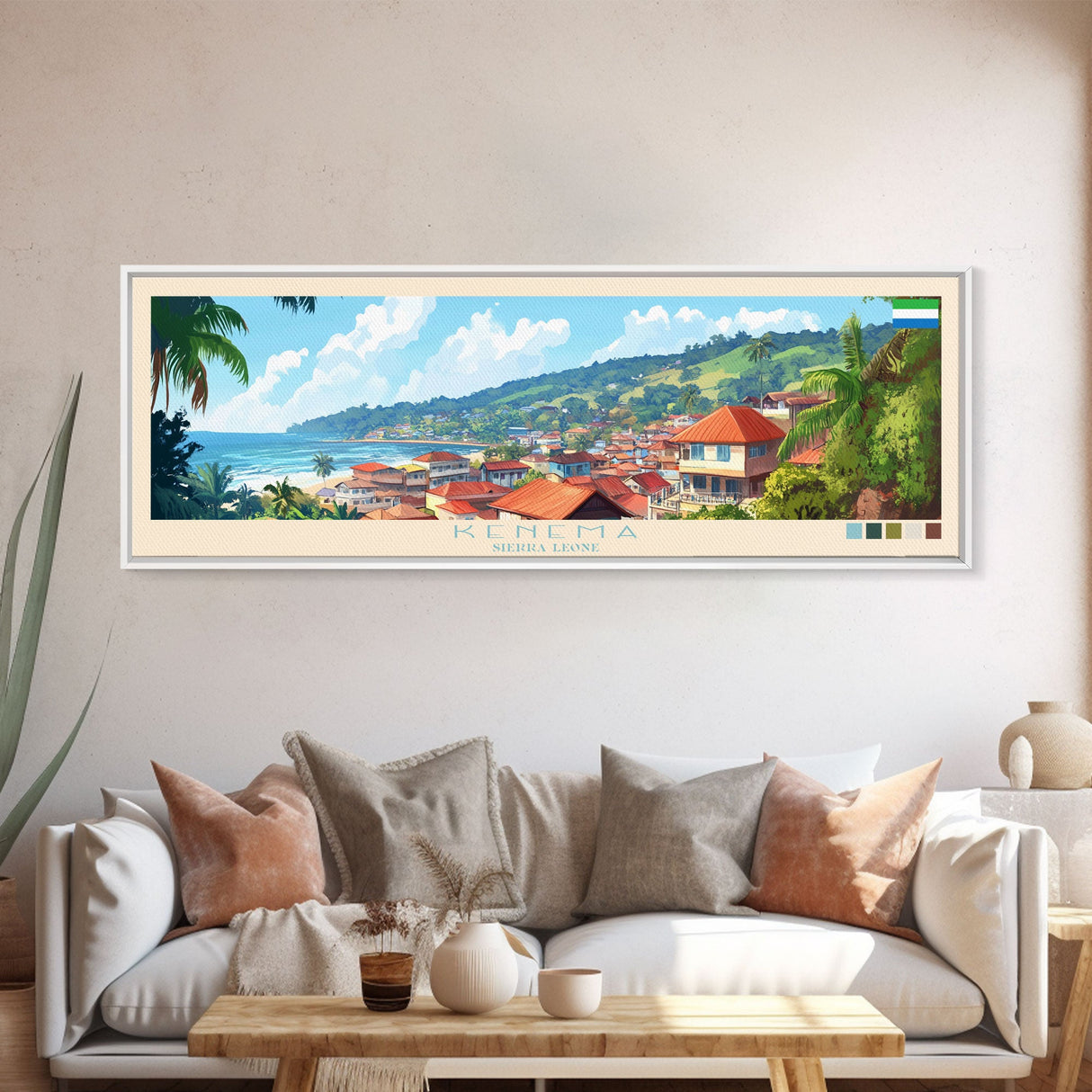 Kenema, Sierra Leone Travel Poster Panoramic Canvas Print, Kenema, Sierra Leone Painting, Sierra Leone Art, Kenema Travel Art, Guest Room Painting