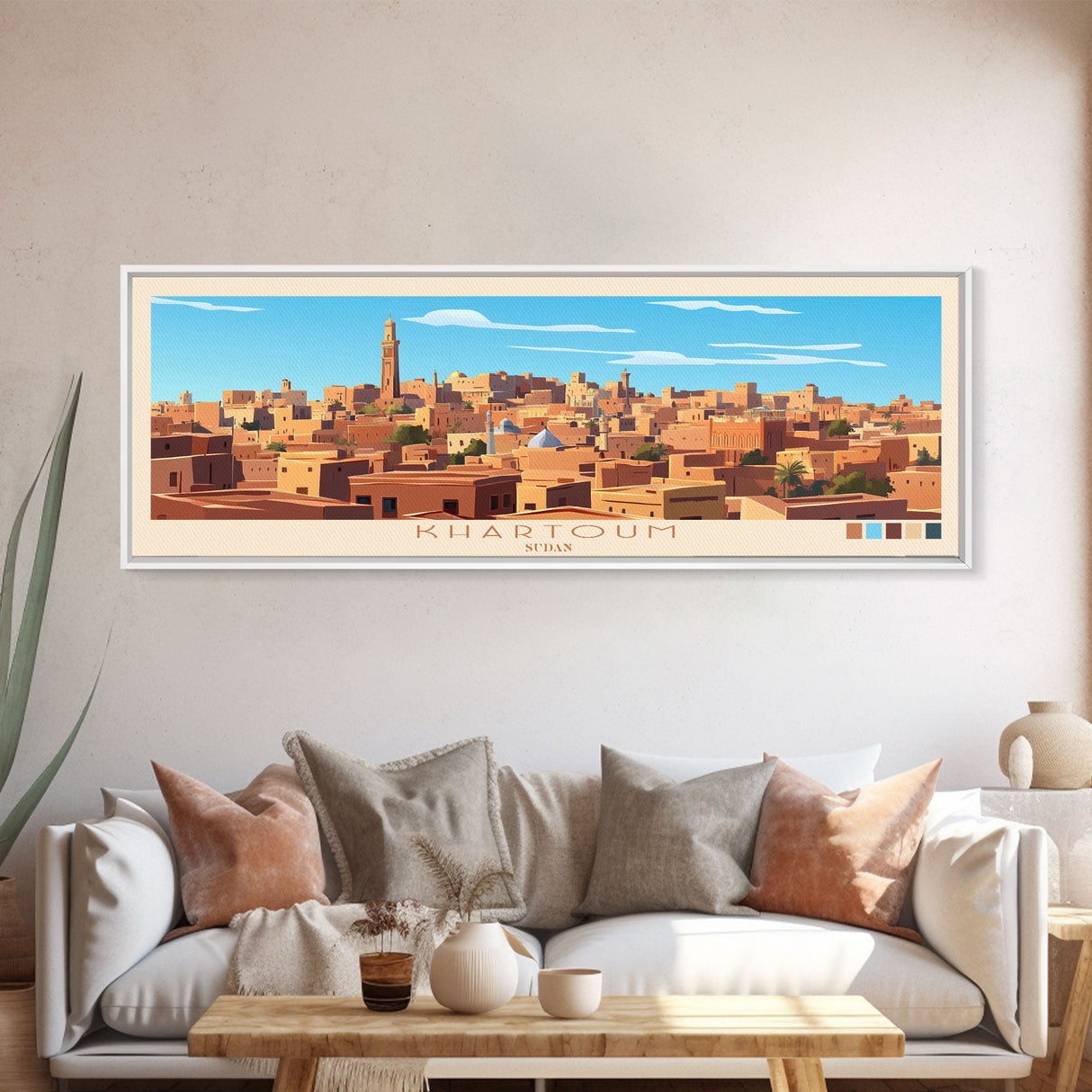 Khartoum,  Sudan Travel Poster Panoramic Canvas Print, Khartoum,  Sudan Painting,  Sudan Art, Khartoum Travel Art, Guest Room Painting