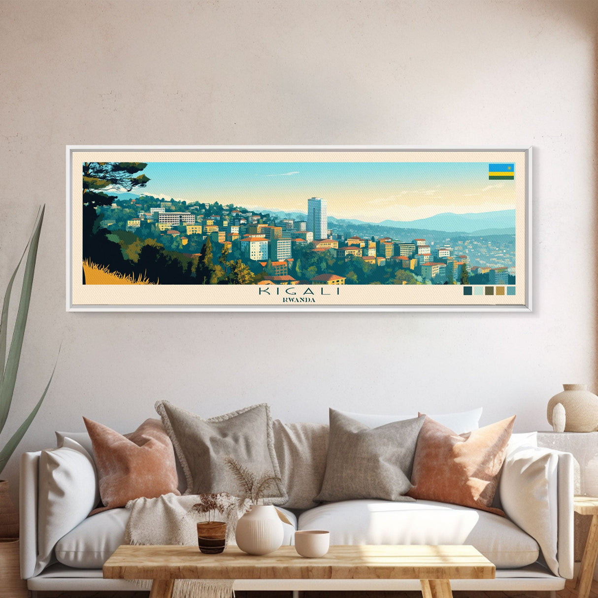 Kigali, Rwanda Panoramic Travel Poster Canvas Print, Kigali, Rwanda Painting, Rwanda Art, Kigali Panoramic Travel Art, Travel Painting