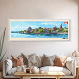 Kingston, Canada Panoramic Travel Poster Canvas Print, Kingston, Canada Painting, Canada Art, Kingston Travel Art, Living Room Painting