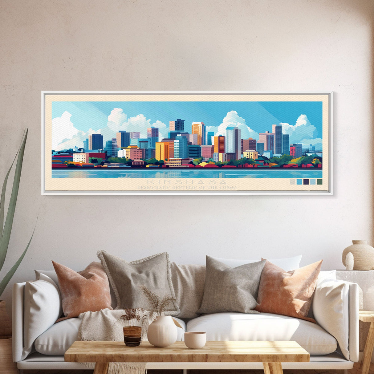 Kinshasa, Congo Travel Poster Panoramic Canvas Print, Kinshasa, Congo Painting, Congo Art, Kinshasa Travel Art, Guest Room Painting